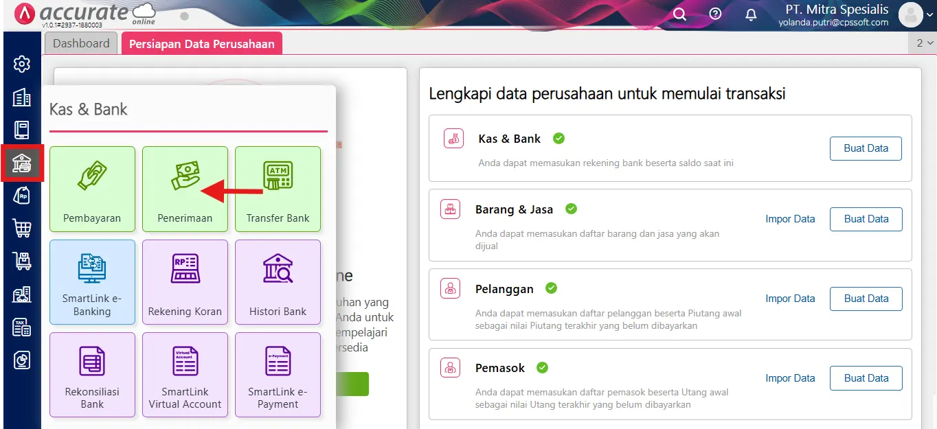 mencatat impor penerimaan